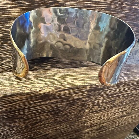 Artisan-Made Adjustable Black Onyx and Mixed Metals Cuff Bracelet - 2 Inches Wi - Picture 7 of 9